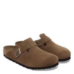 BOSTON SFB SUEDE LEATHER Unisex Clogs, Dark Tea