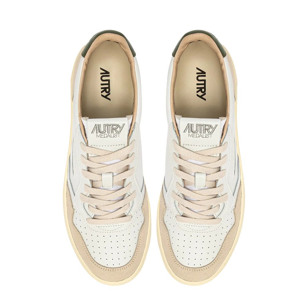 MEDALIST LOW MAN LEATHER/SUEDE White/Bronze Grn