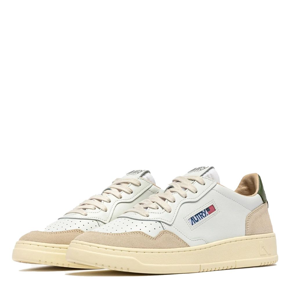 MEDALIST LOW MAN LEATHER/SUEDE White/Bronze Grn