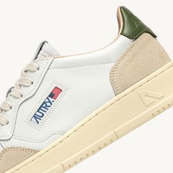 MEDALIST LOW MAN LEATHER/SUEDE White/Bronze Grn