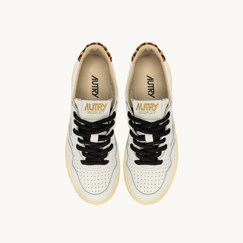 MEDALIST LOW WOMAN LEATHER/POLACE White/Leopard