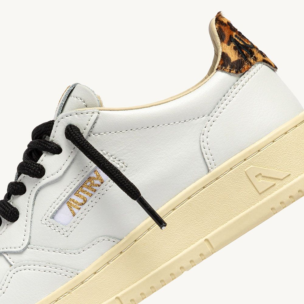 MEDALIST LOW WOMAN LEATHER/POLACE White/Leopard